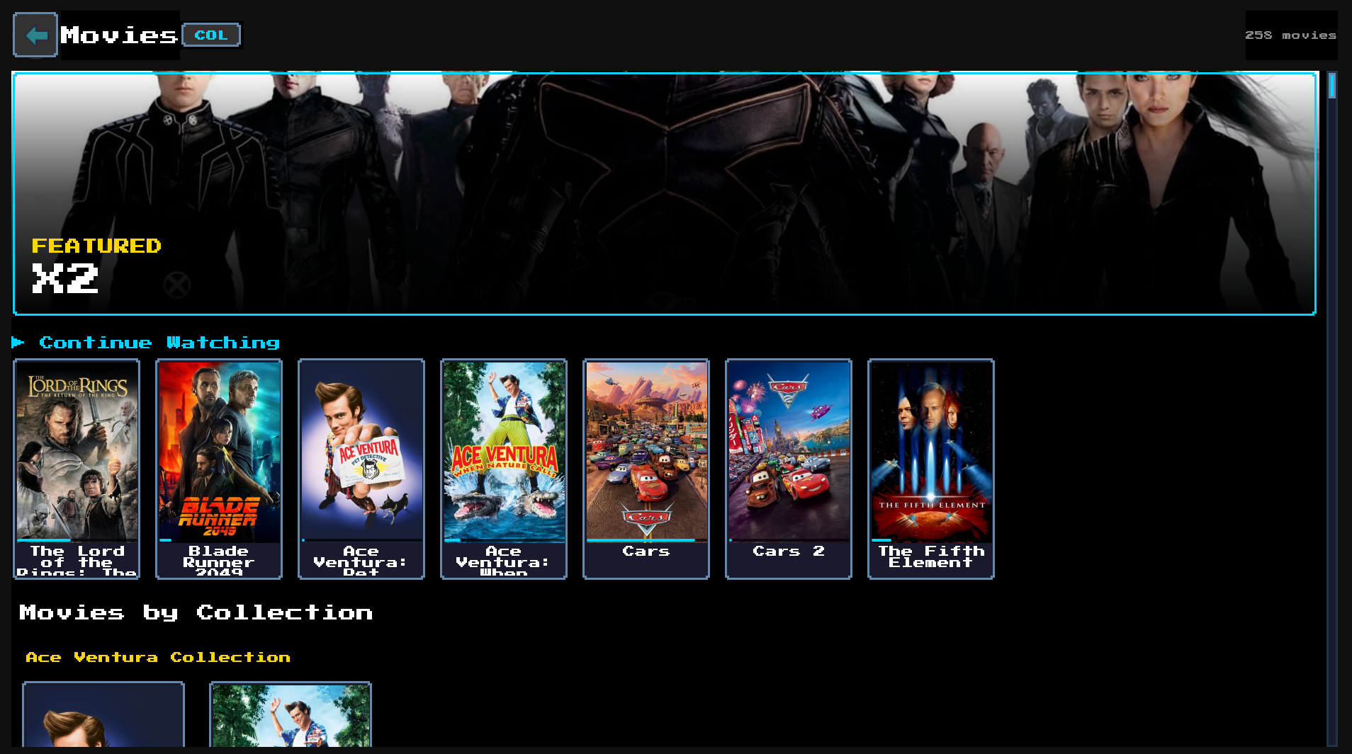 CineBit movie library with posters and metadata